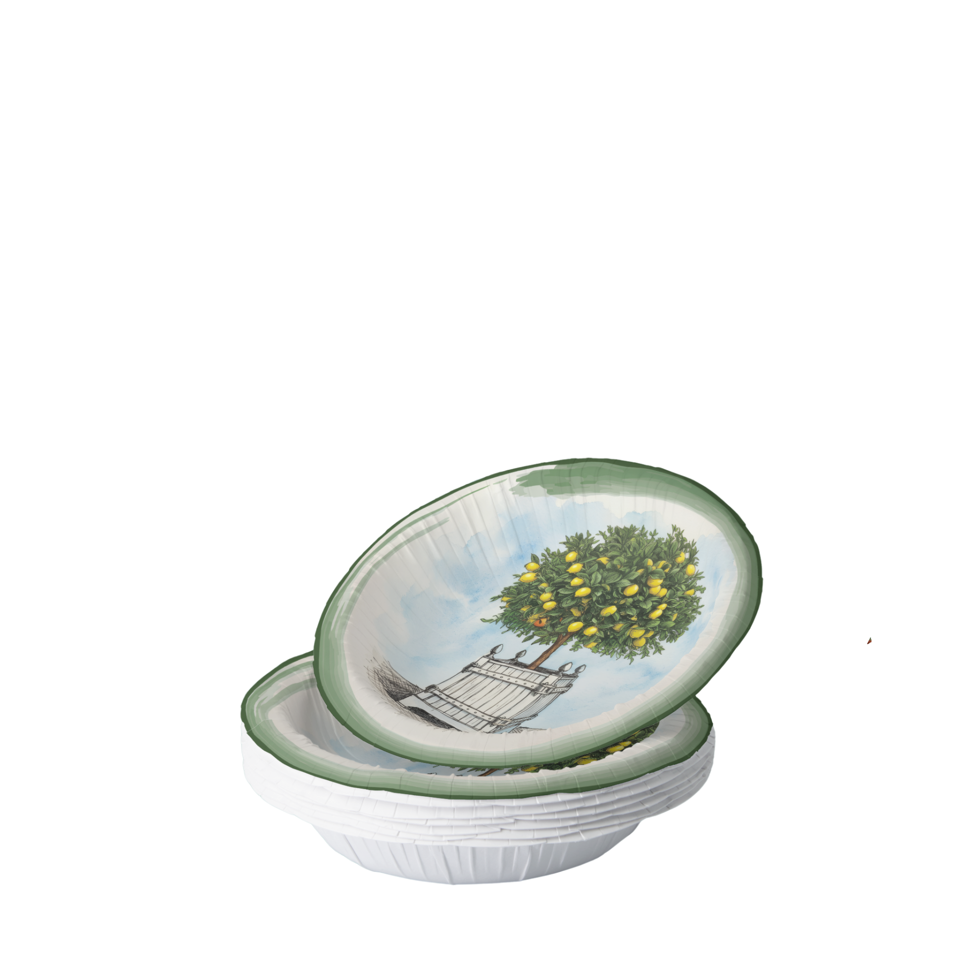 Vintage voyagers France Le Jardin Français Lemon Topiary Paper Party Plate