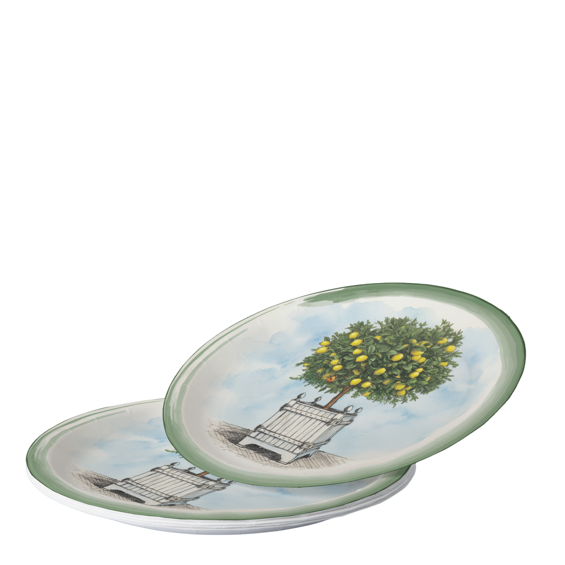 Vintage voyagers France Le Jardin Français Lemon Topiary Paper Party Plate