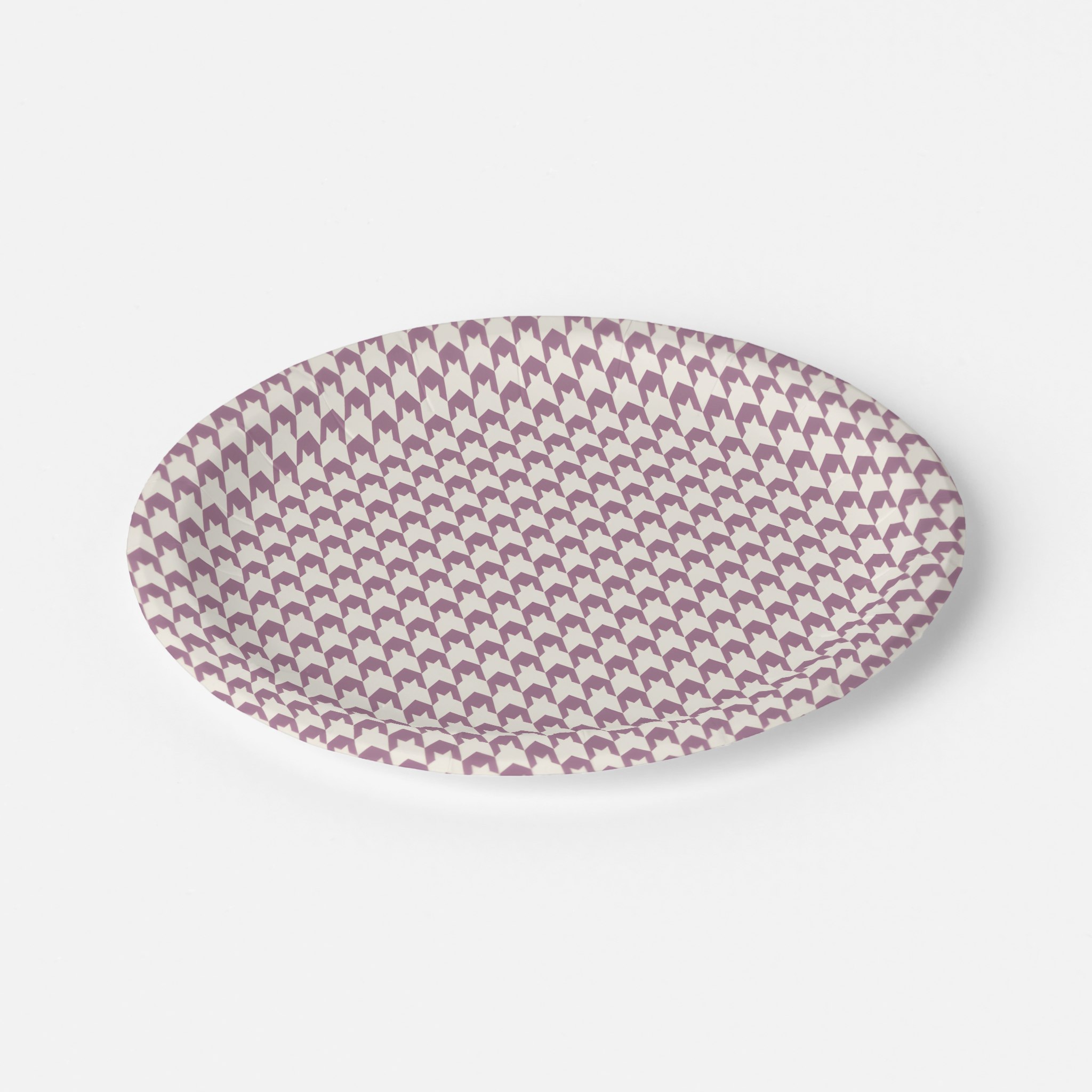 Vintage Voyagers Mauve Houndstooth Paper Plates