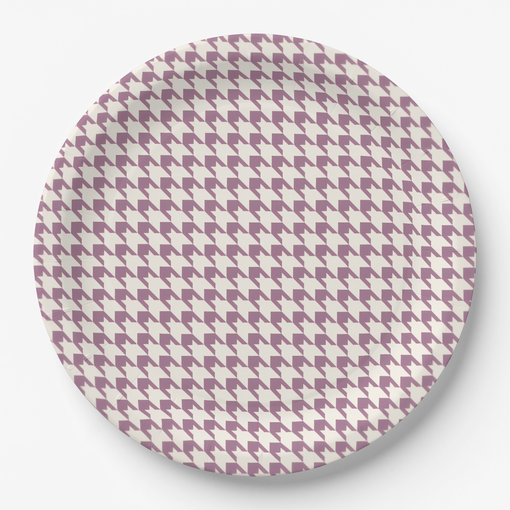 Vintage Voyagers Mauve Houndstooth Paper Plates