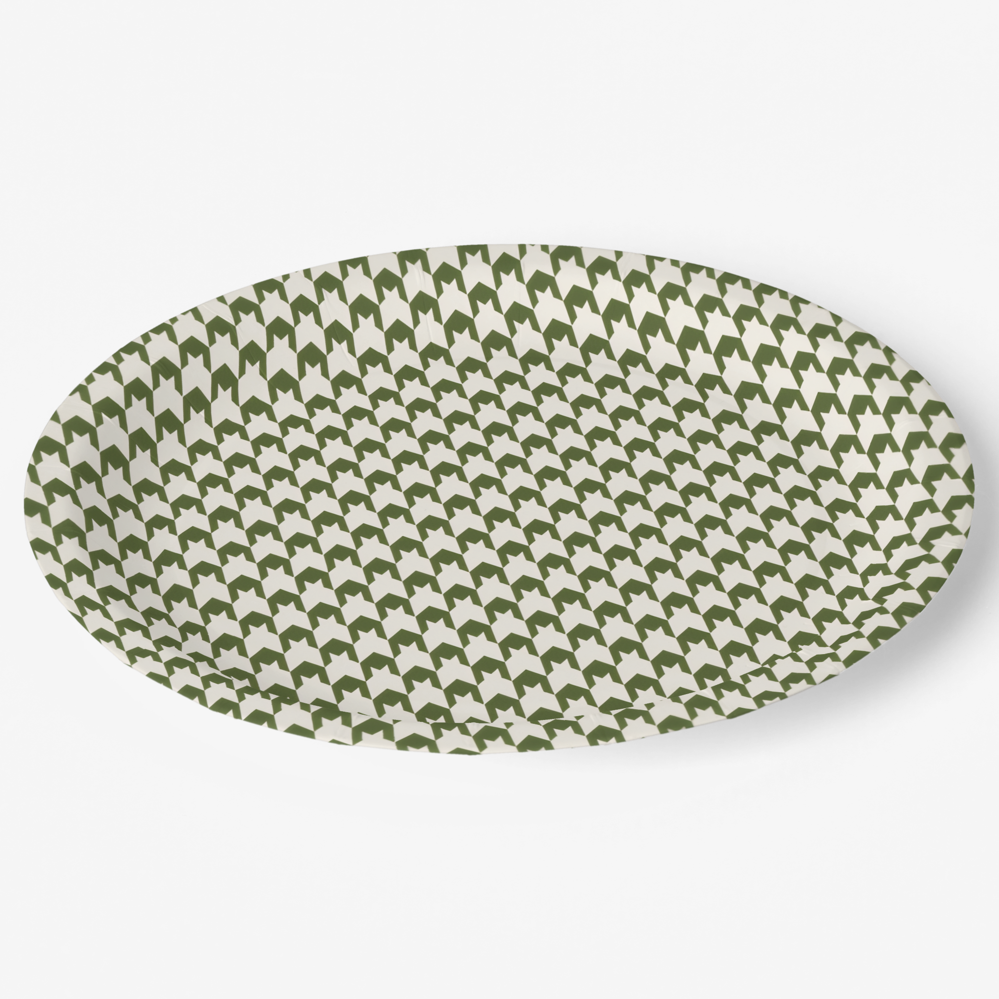 Vintage Voyagers France Olive Houndstooth Paper Plate
