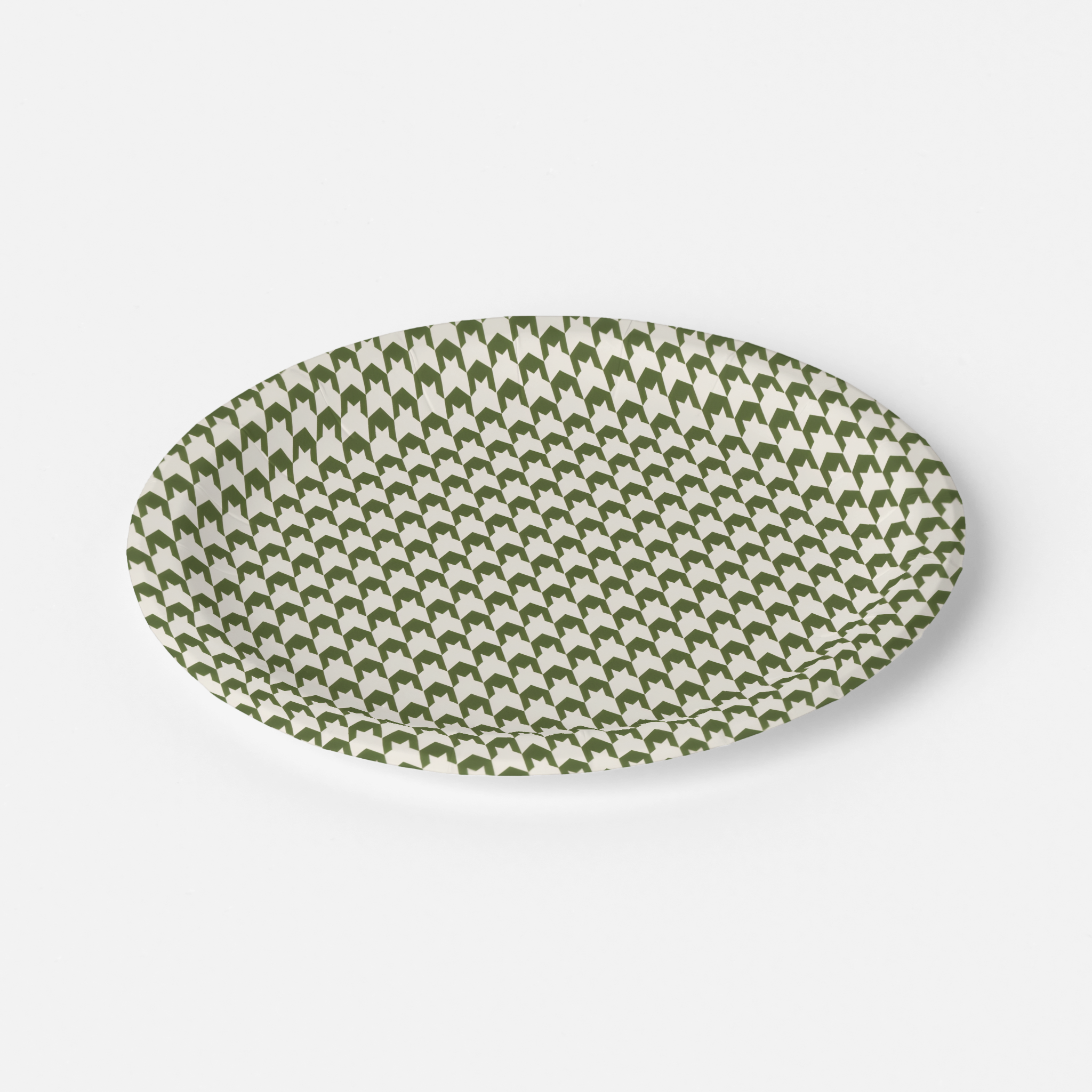 Vintage Voyagers France Olive Houndstooth Paper Plate