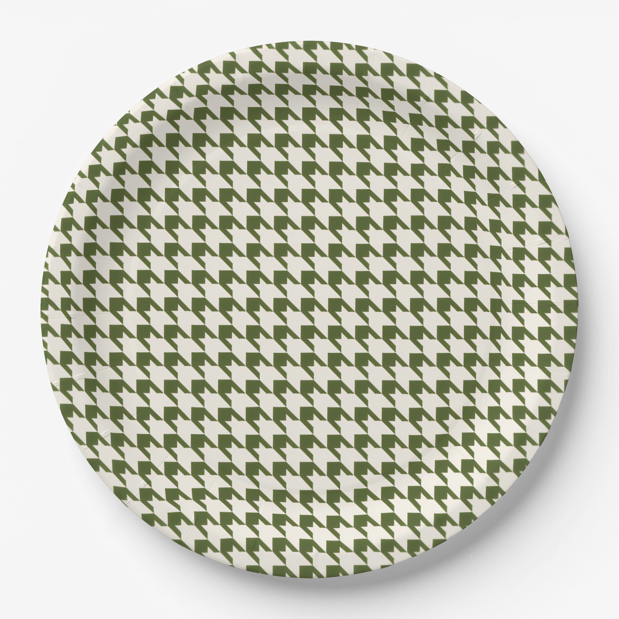 Vintage Voyagers France Olive Houndstooth Paper Plate