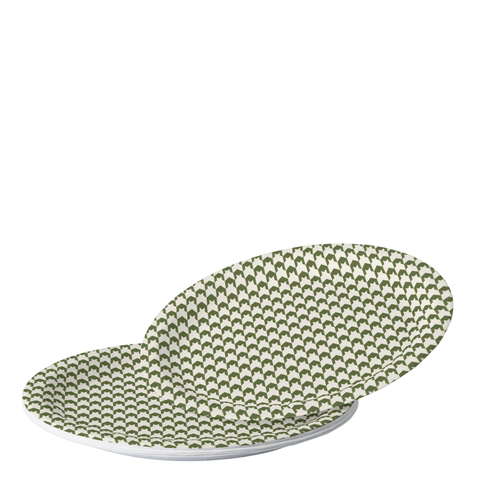 Vintage Voyagers France Olive Houndstooth Paper Plate
