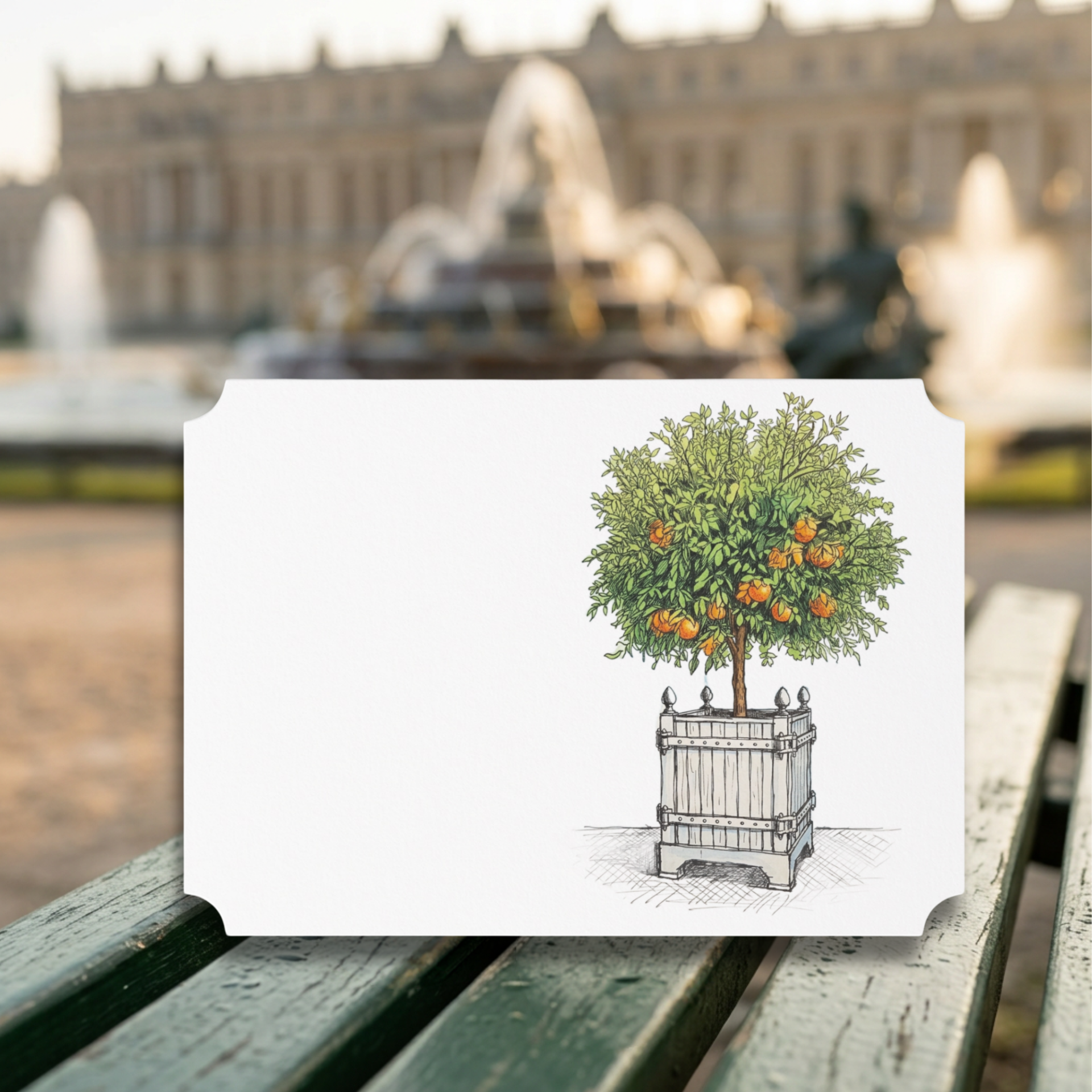Vintage Voyagers France Orange Topiary Place Card