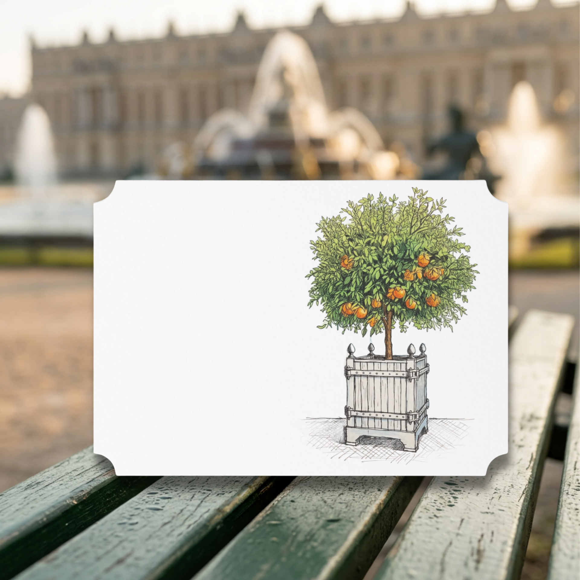 Vintage Voyagers France Orange Topiary Place Card