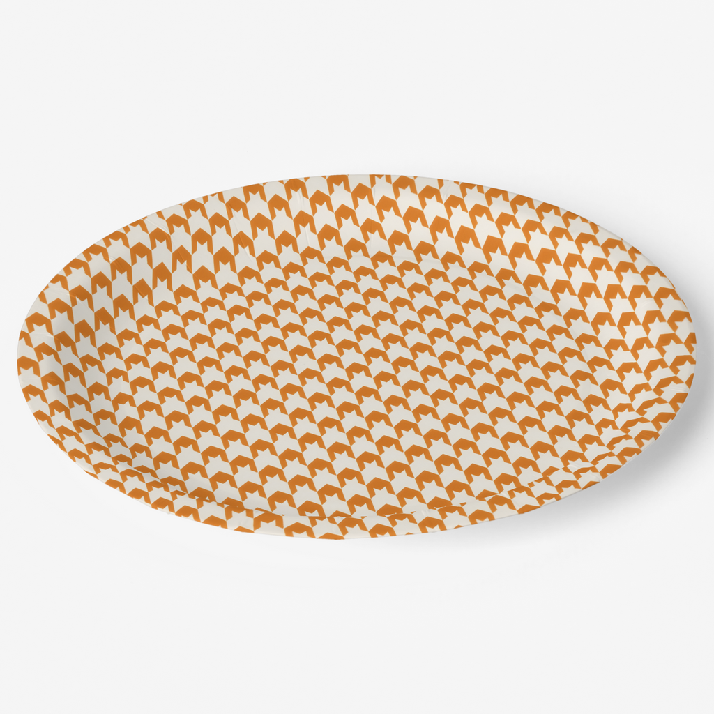 Vintage Voyagers France Orange Houndstooth Paper Plates