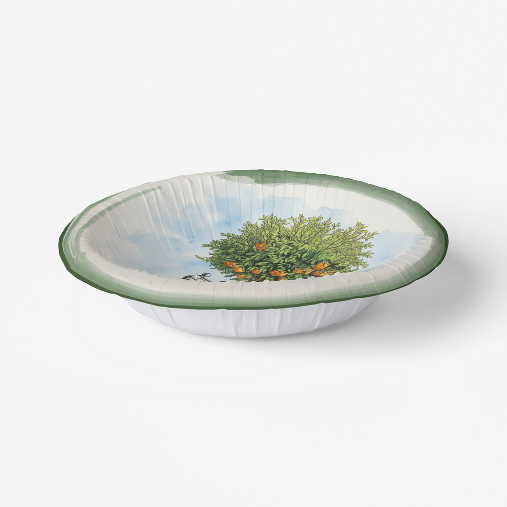 Vintage Voyagers France Le Jardin Français Orange Topiary Paper Party Plate 