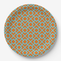 Vintage Voyagers France La Chinoiserie Orange Fretwork Paper Party Plate