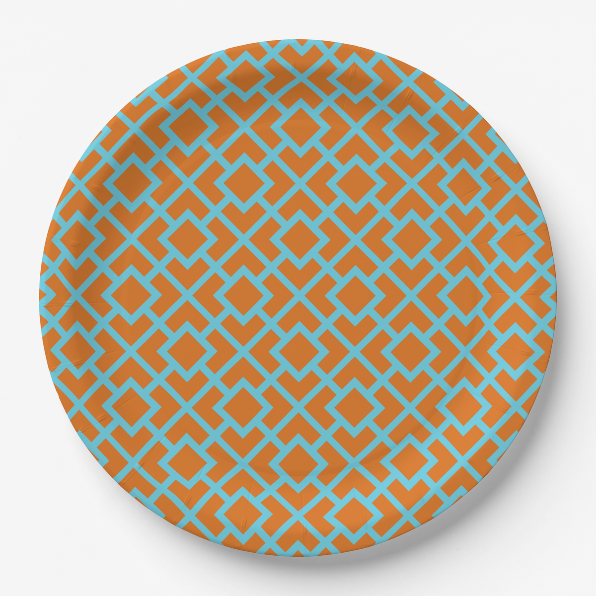 Vintage Voyagers France La Chinoiserie Orange Fretwork Paper Party Plate