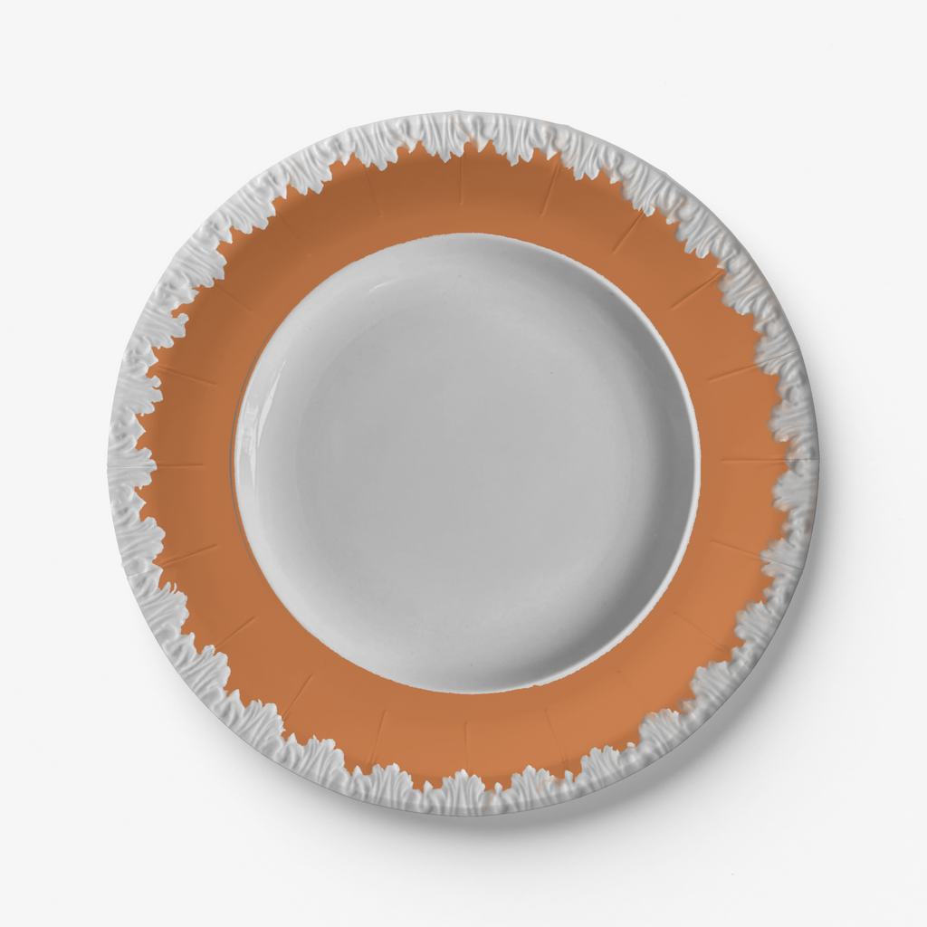 Vintage Voyagers France Orange Acanthus Paper Plates 