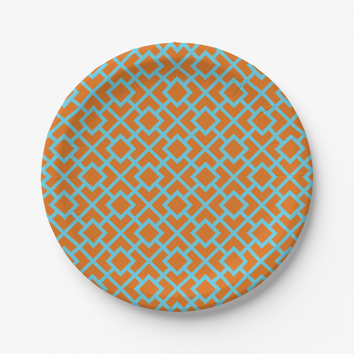 Vintage Voyagers France La Chinoiserie Orange Fretwork Paper Party Plate