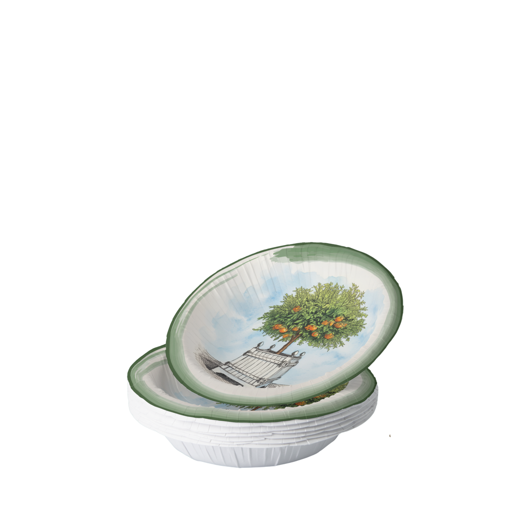 Vintage Voyagers France Le Jardin Français Orange Topiary Paper Party Plate 