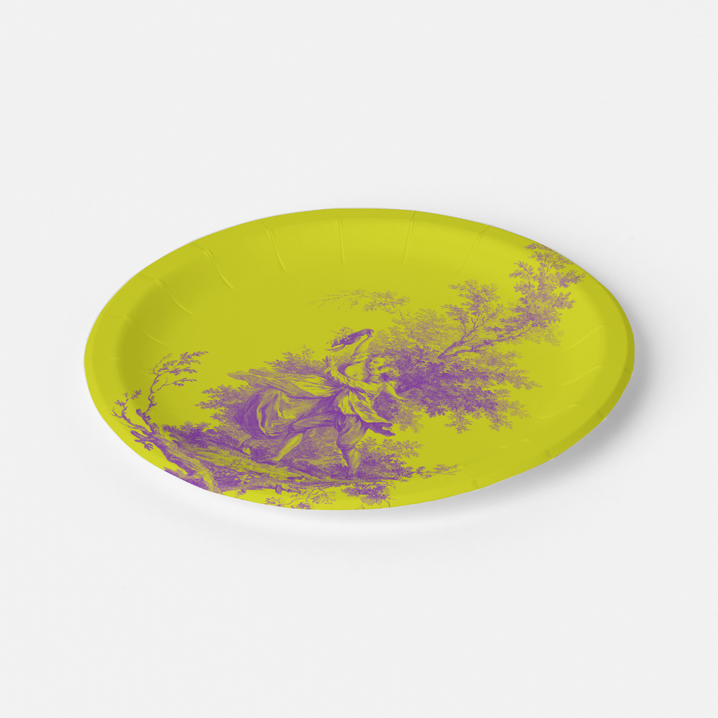 Vintage Voyagers France Yellow Purple Toile Plate
