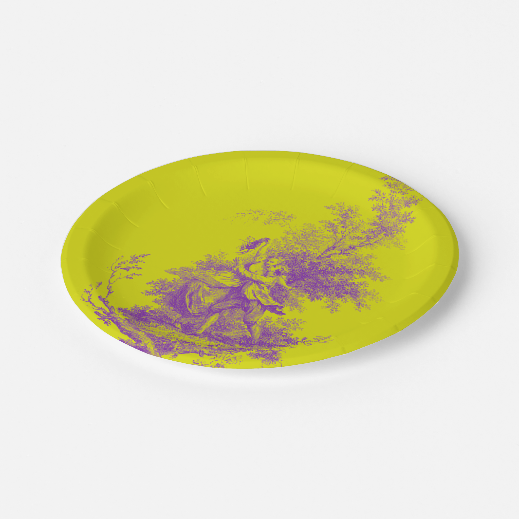 Vintage Voyagers France Yellow Purple Toile Plate