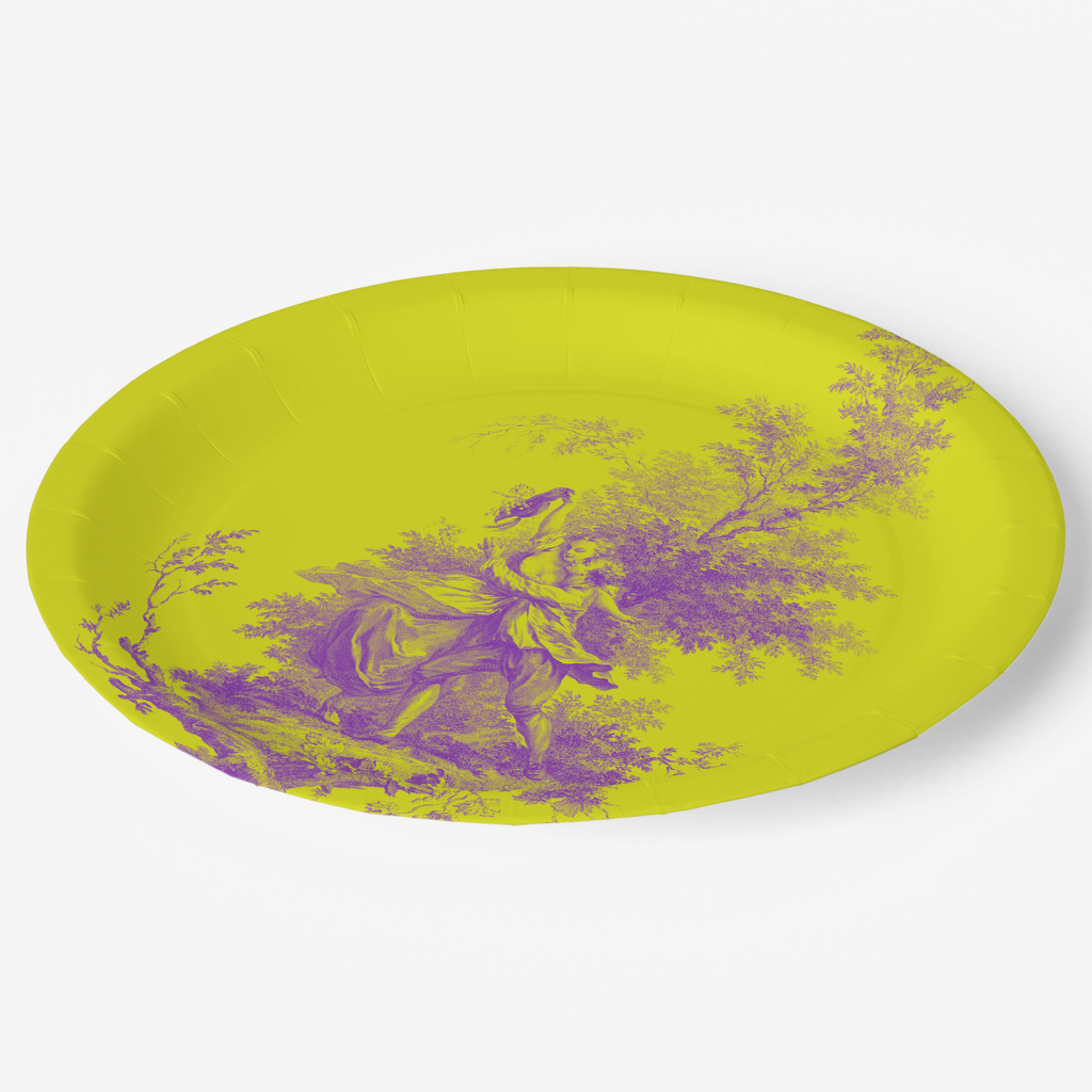 Vintage Voyagers France Yellow Purple Toile Plate