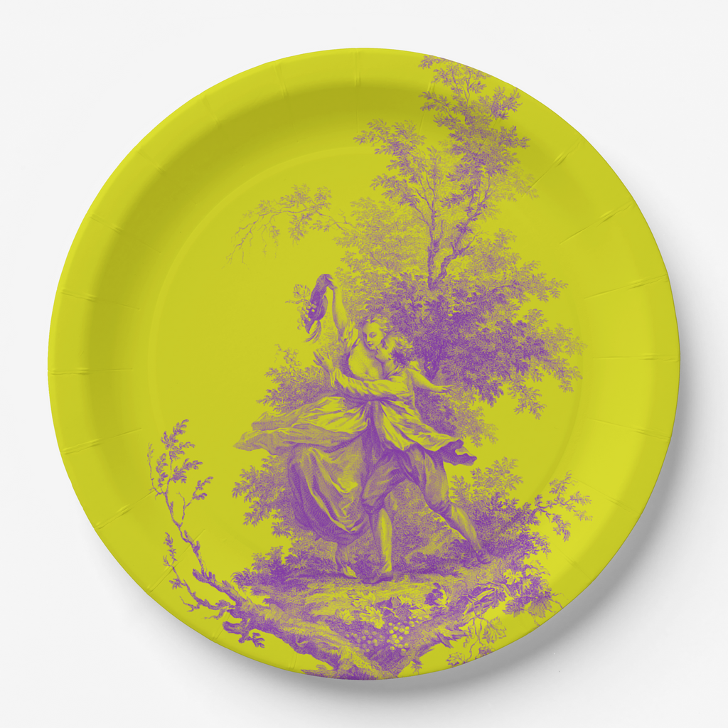 Vintage Voyagers France Yellow Purple Toile Plate