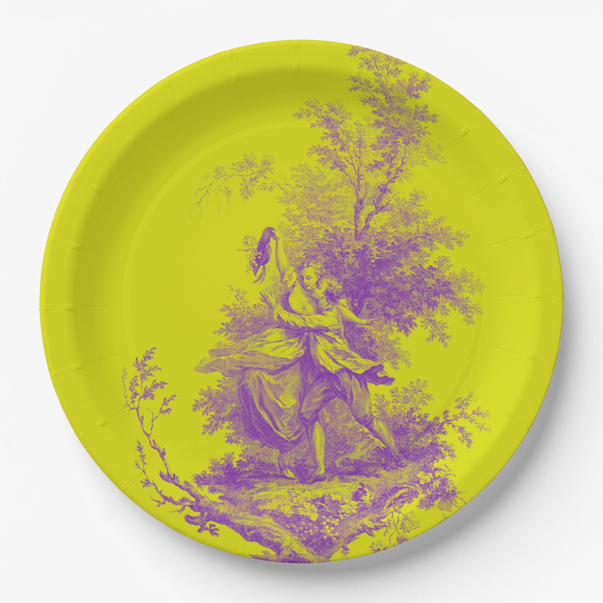 Vintage Voyagers France Yellow Purple Toile Plate