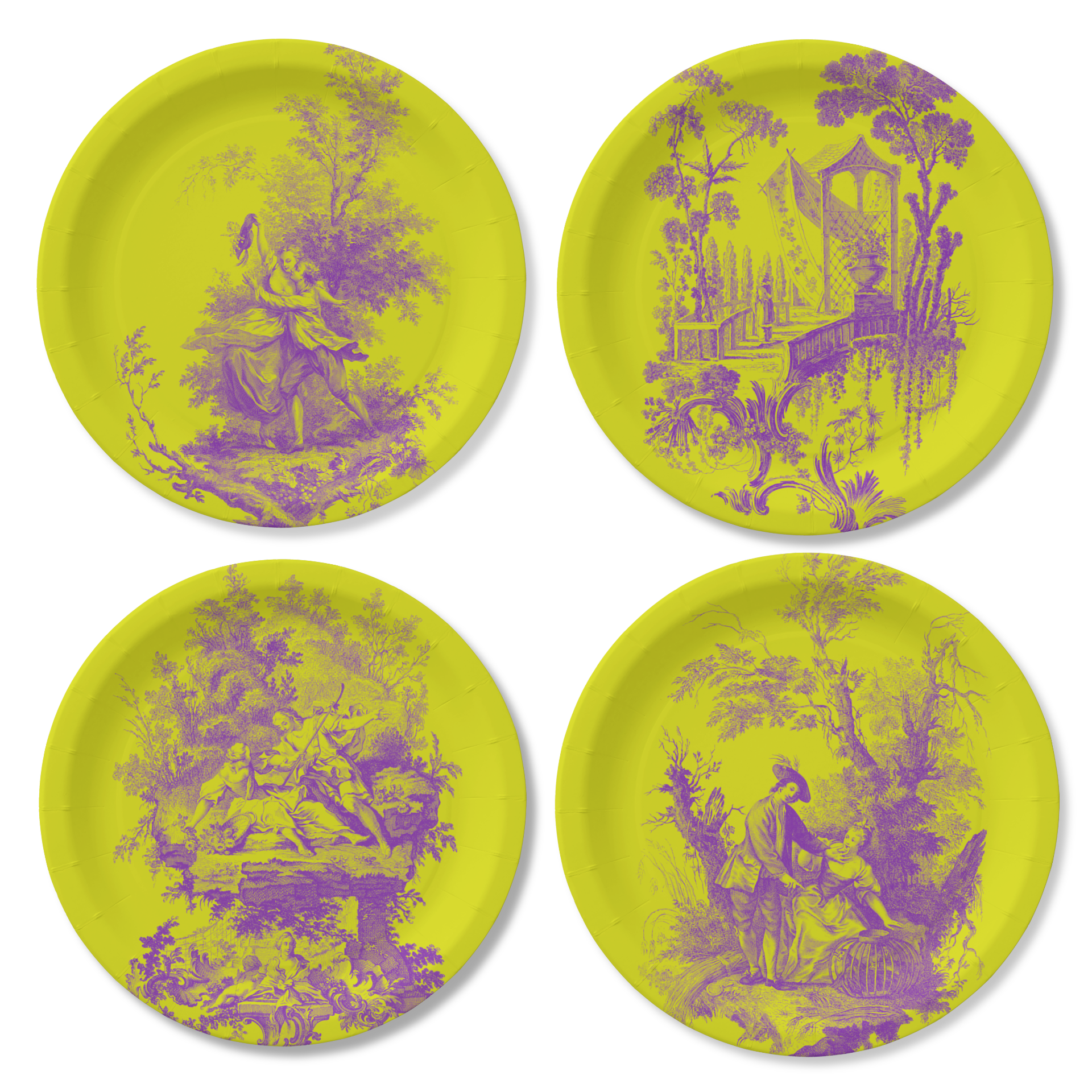 Vintage Voyagers France Yellow Purple Toile Plate