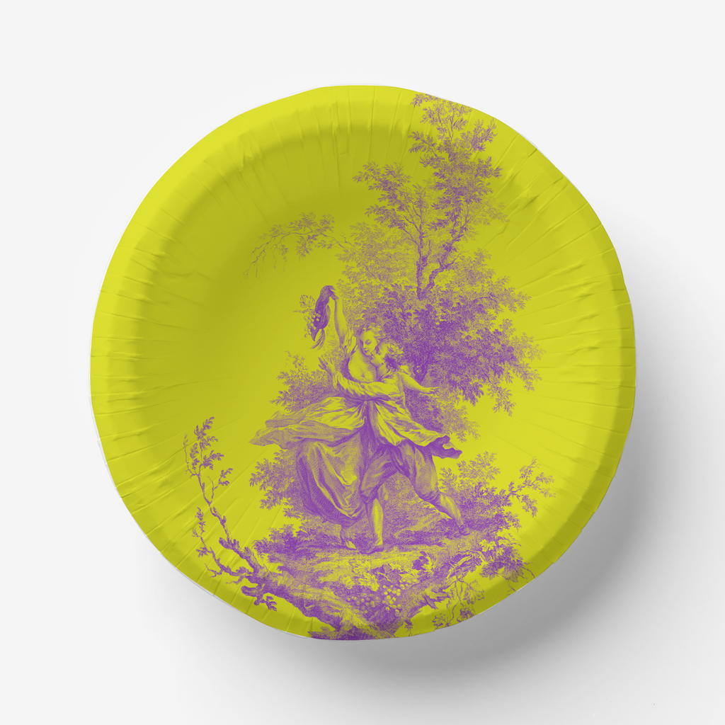 Vintage Voyagers France Yellow Purple Toile Plate