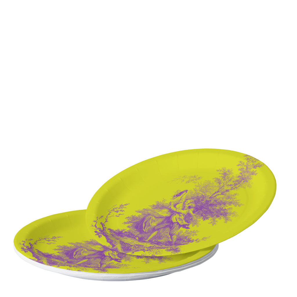 Vintage Voyagers France Yellow Purple Toile Plate