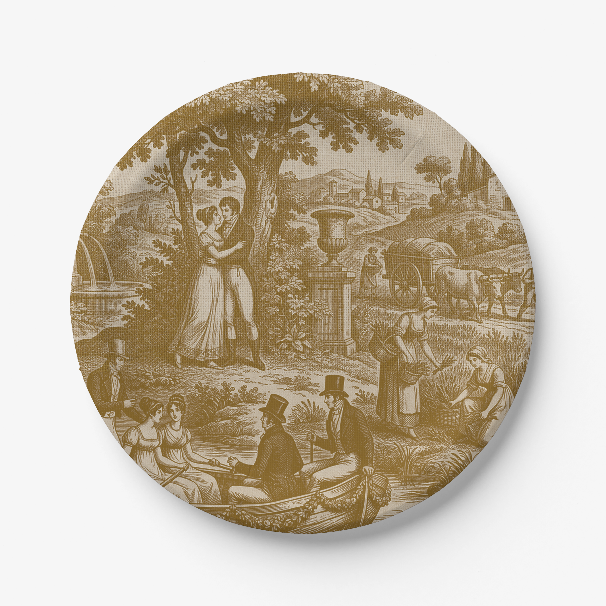 Vintage Voyagers France Golden Paper Plate