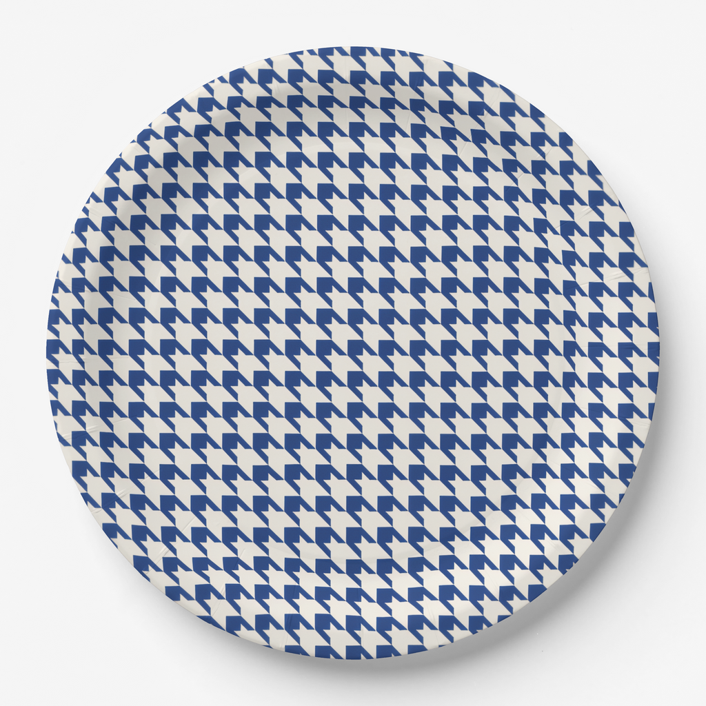 Vintage Voyagers France Peacock Houndstooth Paper Plates