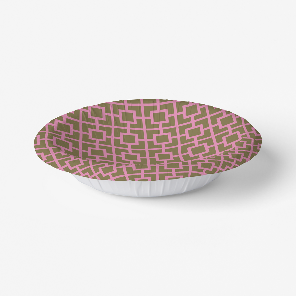 Vintage Voyagers Fracne La Chinoiserie Pink Fretwork Paper Party Plate