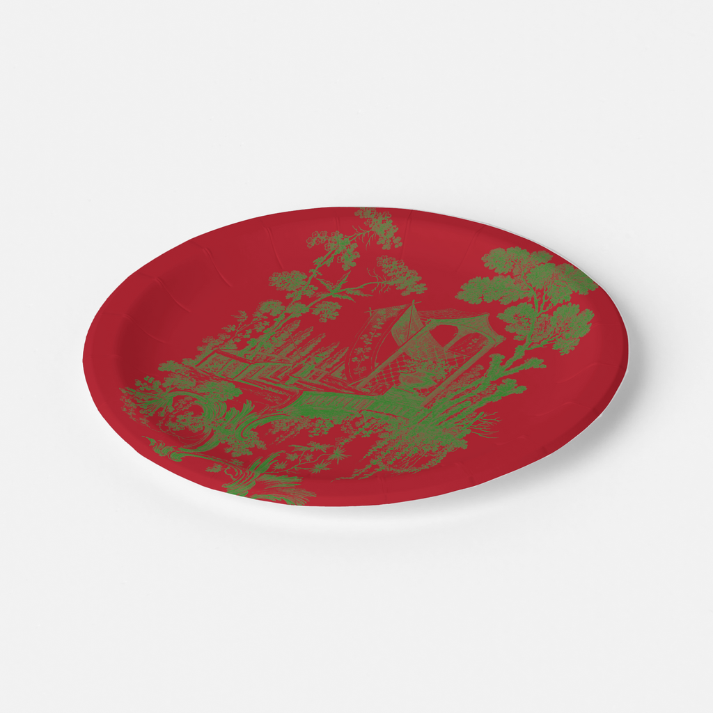 Vintage Voyagers France Red/Green Toile Plate