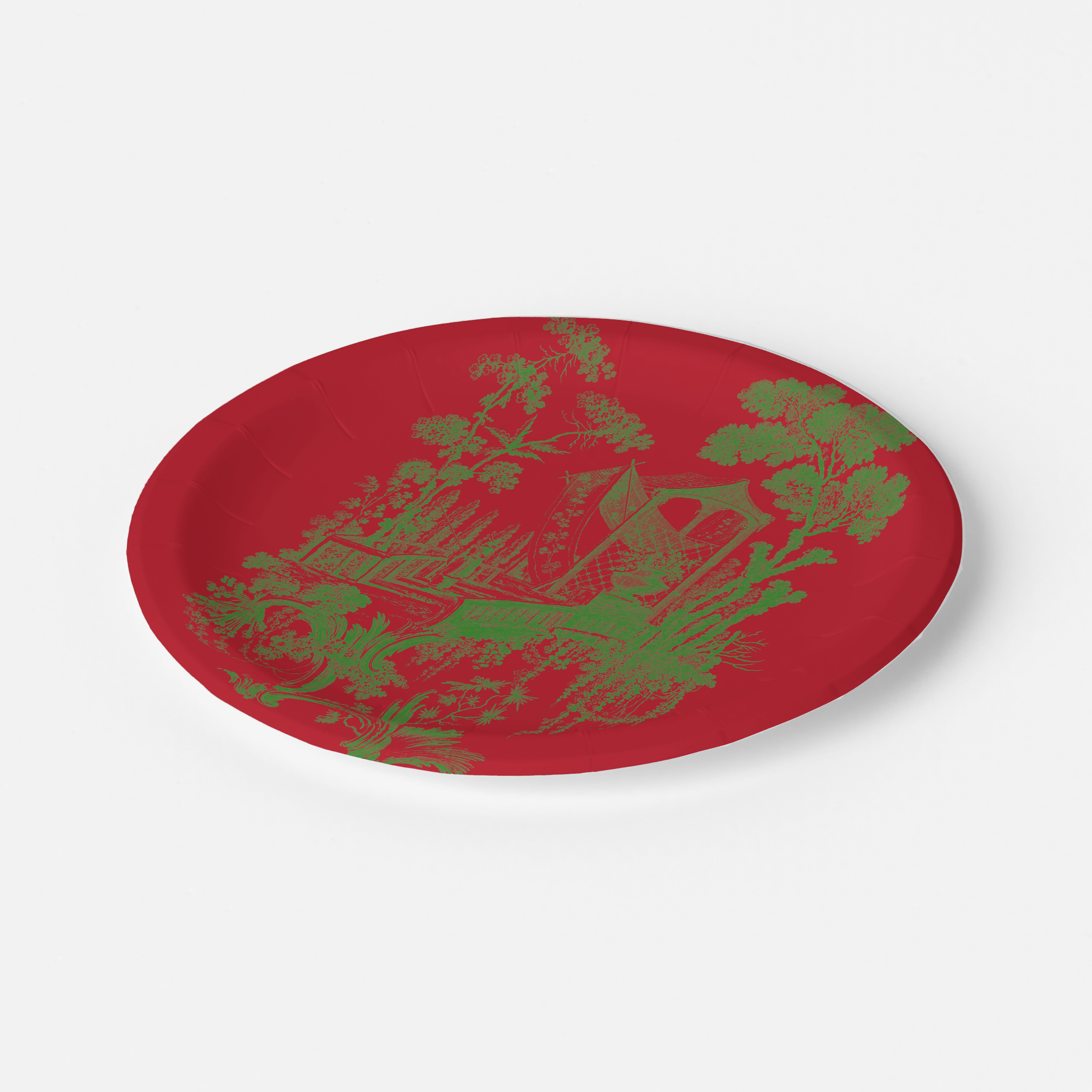 Vintage Voyagers France Red/Green Toile Plate