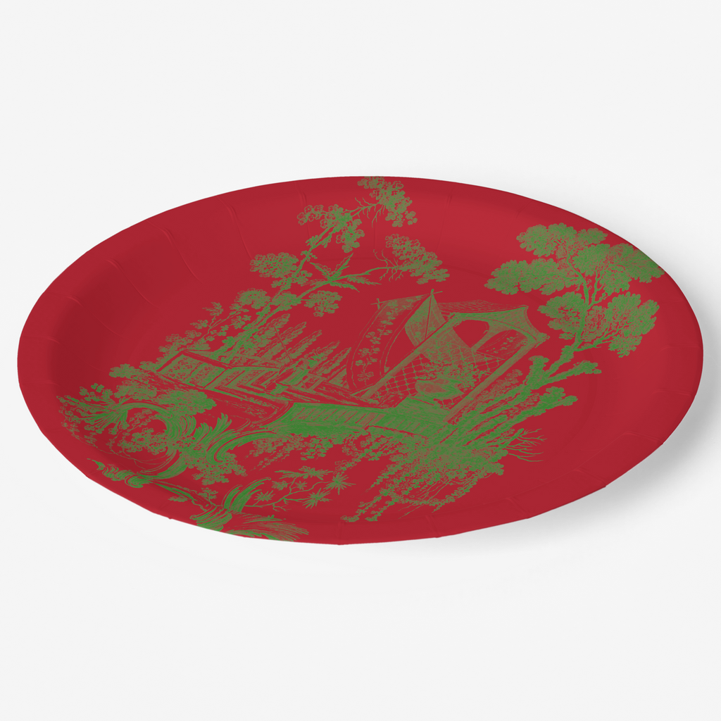 Vintage Voyagers France Red/Green Toile Plate