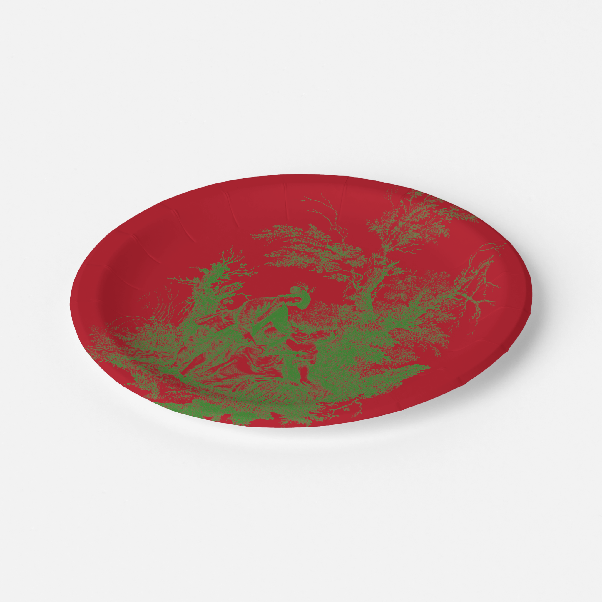 Vintage Voyagers France Red/Green Toile Plate