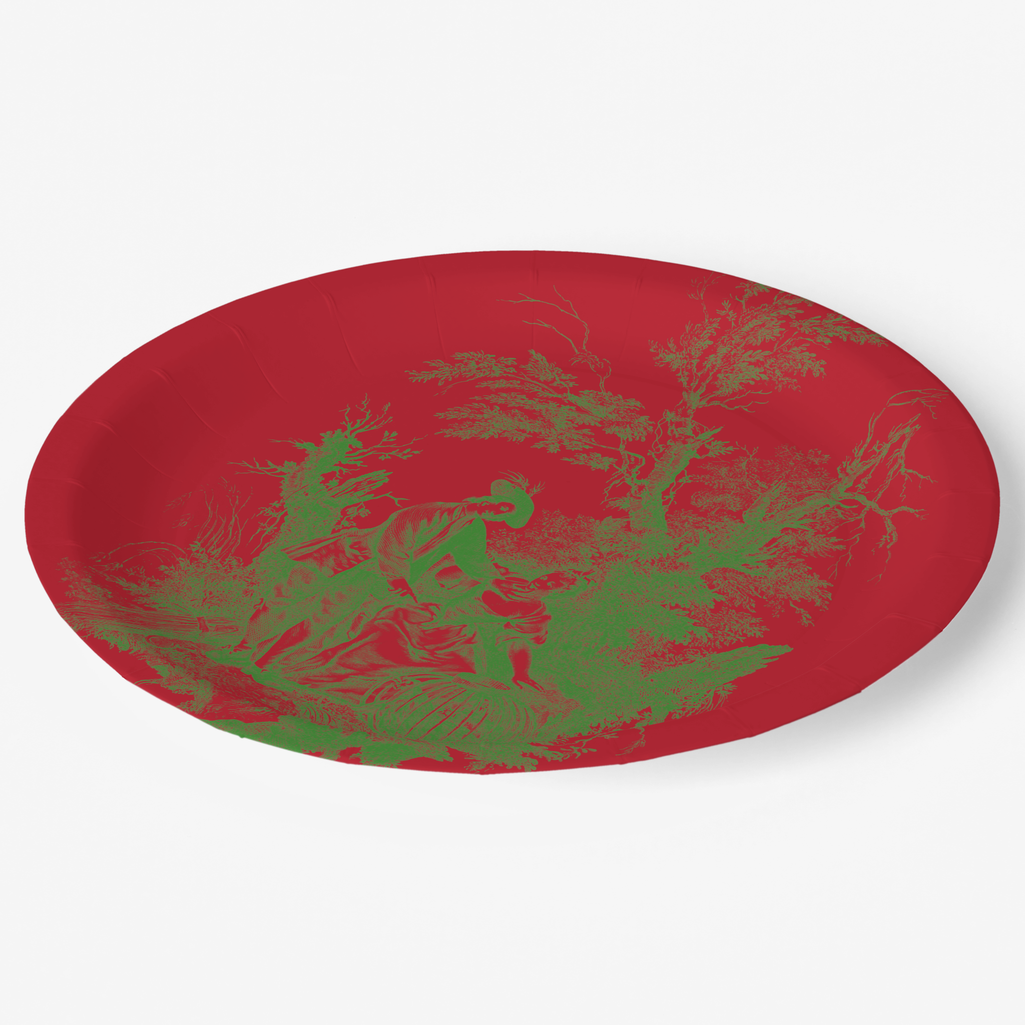 Vintage Voyagers France Red/Green Toile Plate