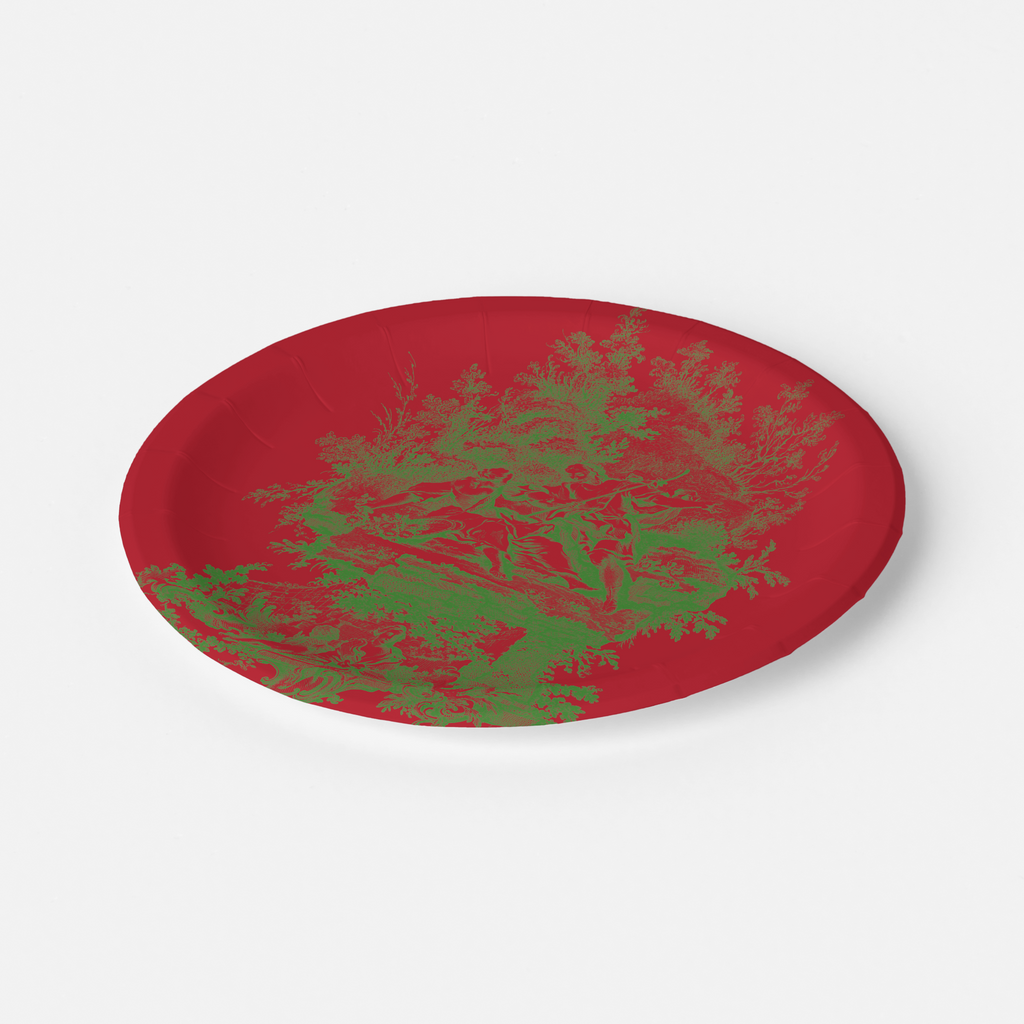 Vintage Voyagers France Red/Green Toile Plate