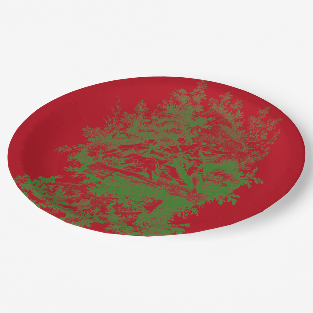 Vintage Voyagers France Red/Green Toile Plate