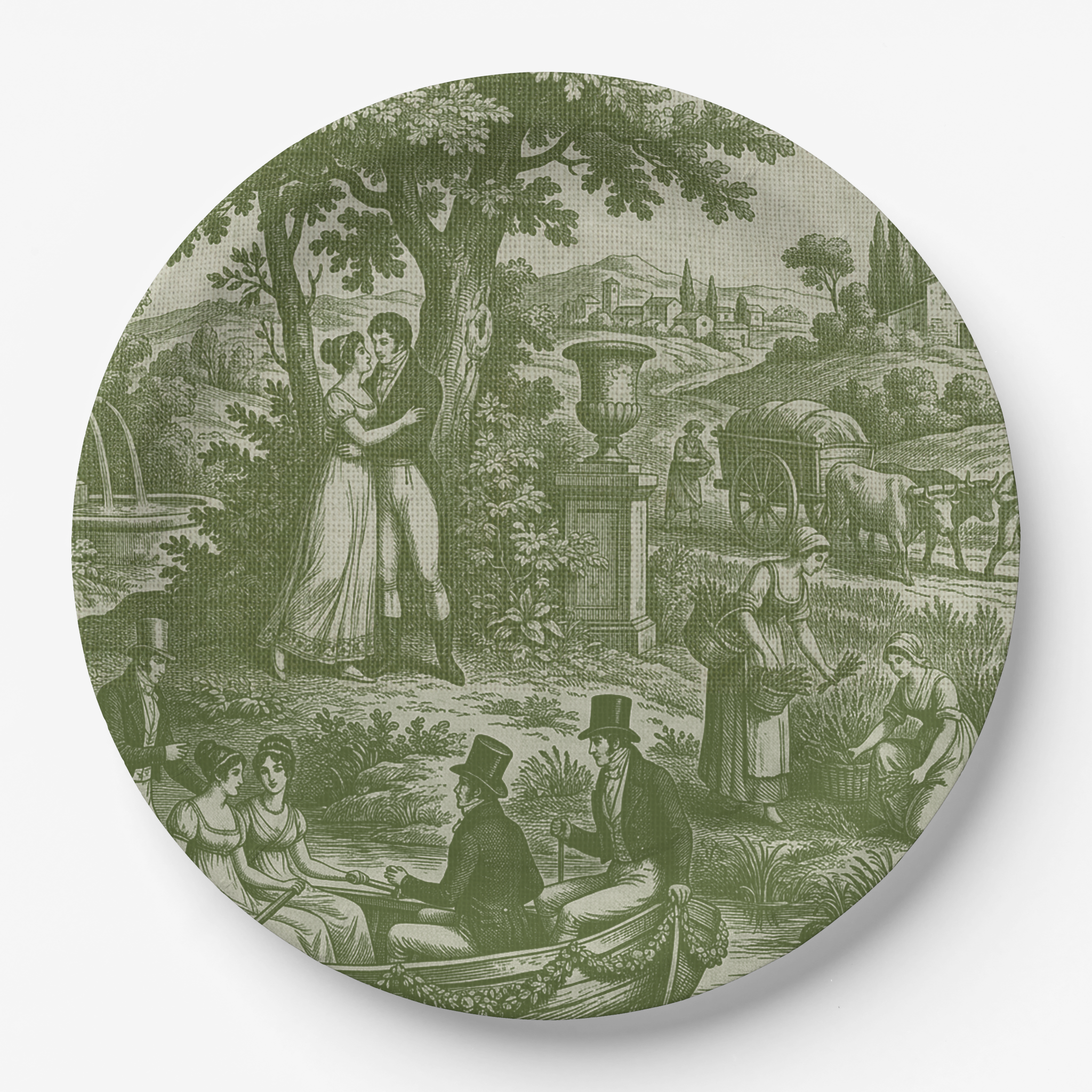 Vintage Voyager France Olive Paper Plate