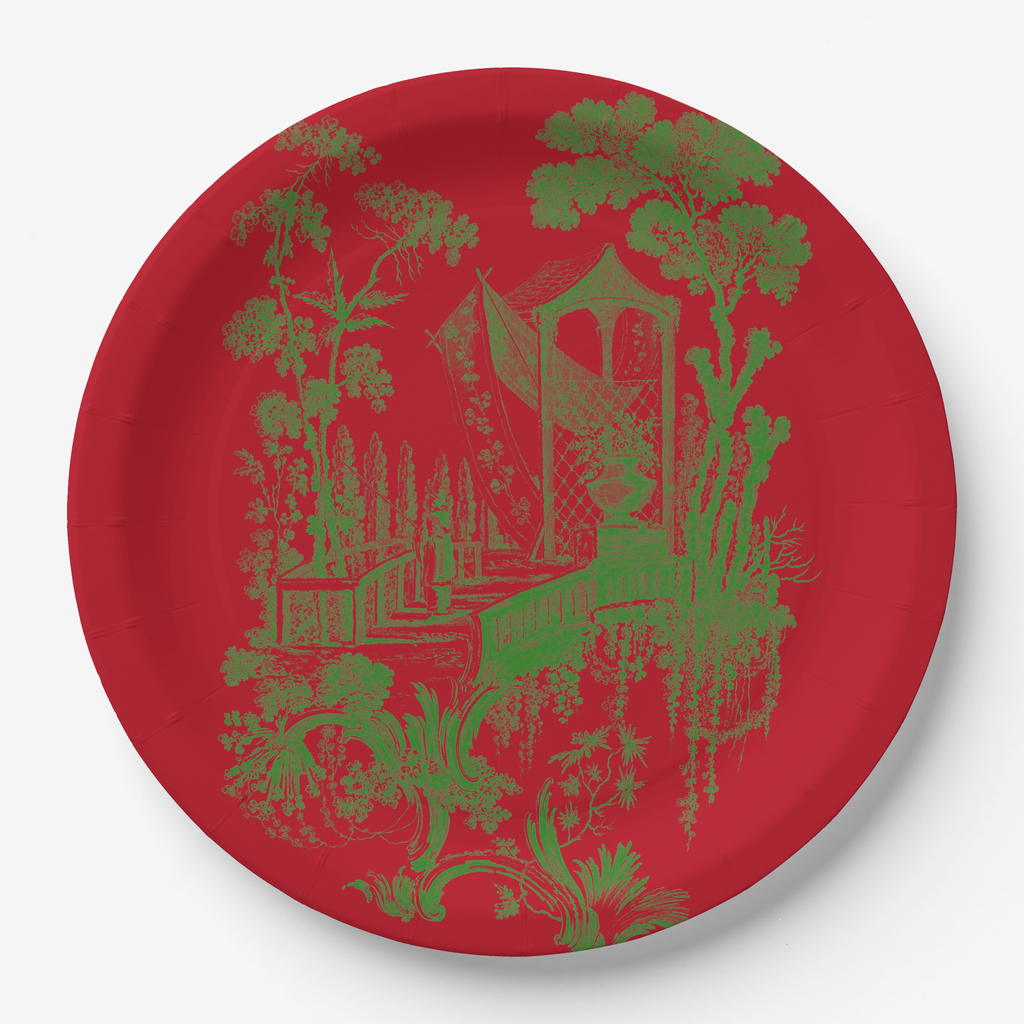 Vintage Voyagers France Red/Green Toile Plate