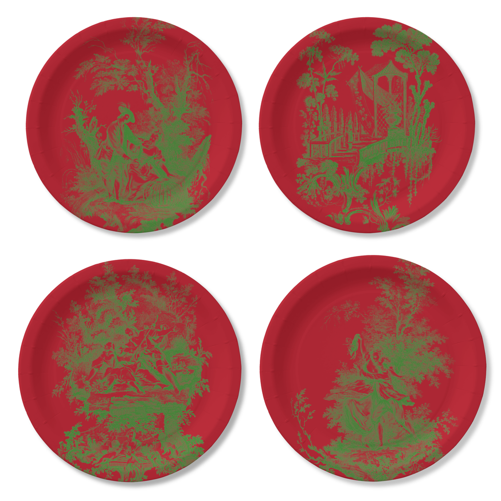 Vintage Voyagers France Red/Green Toile Plate