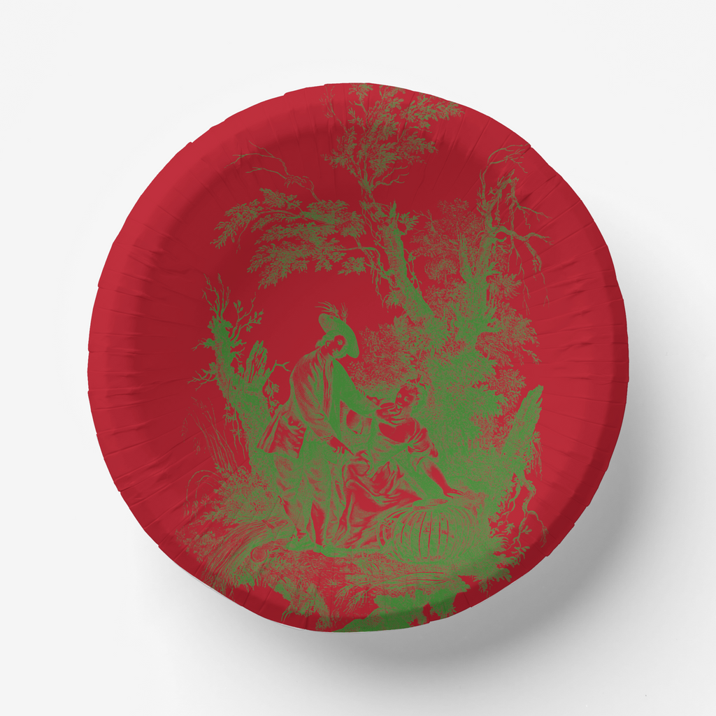 Vintage Voyagers France Red/Green Toile Plate