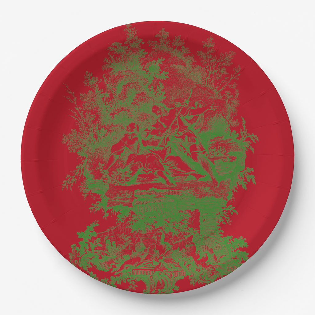 Vintage Voyagers France Red/Green Toile Plate