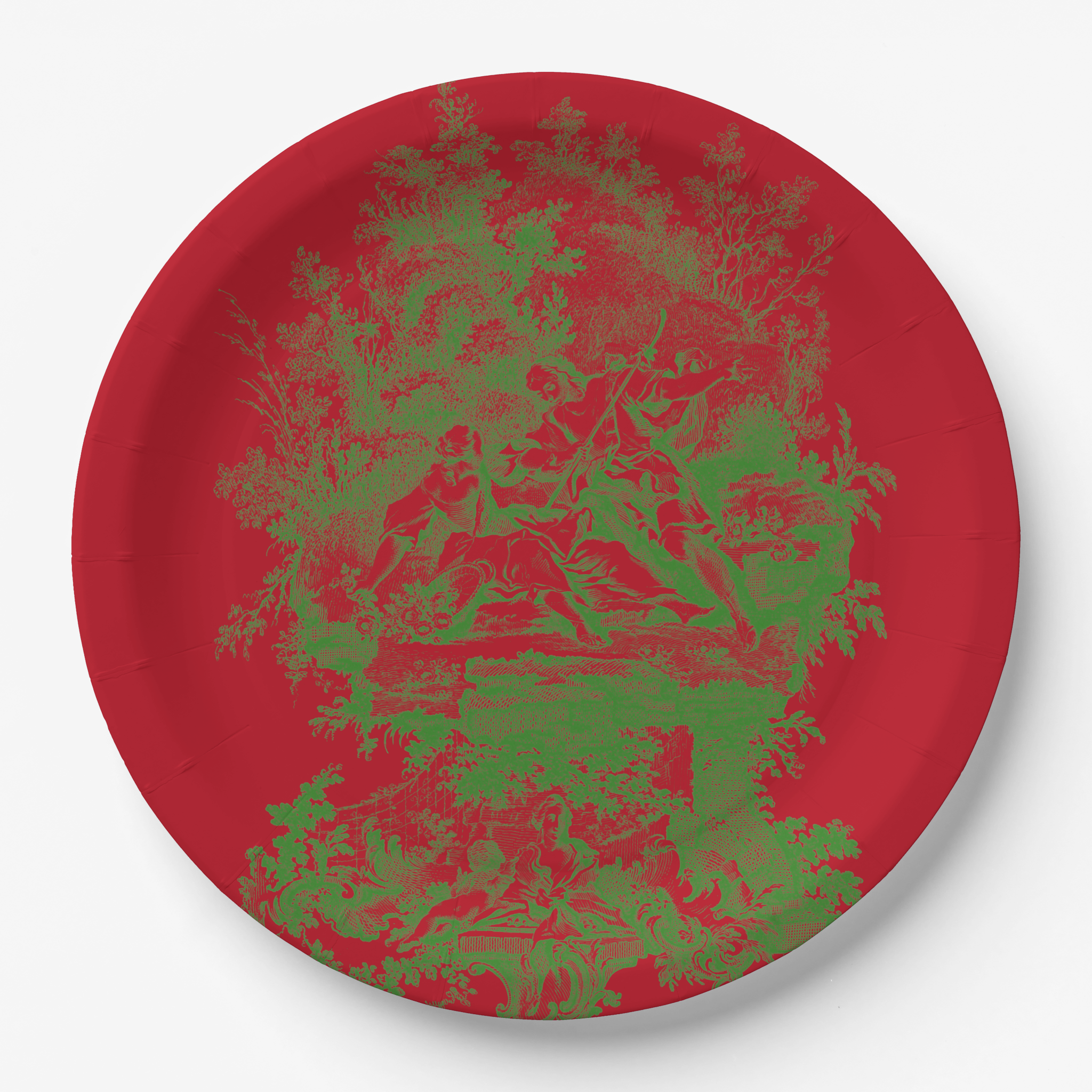 Vintage Voyagers France Red/Green Toile Plate