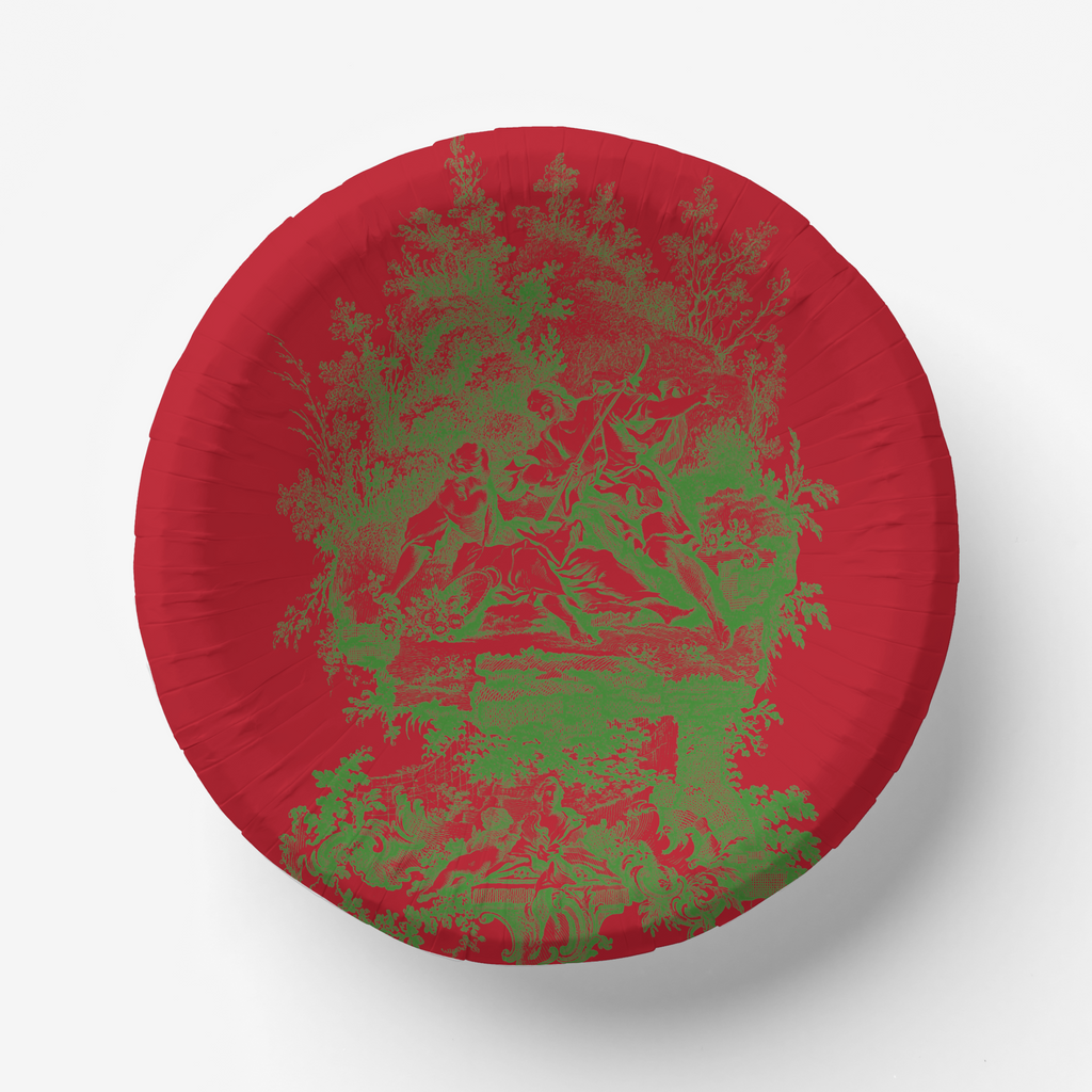 Vintage Voyagers France Red/Green Toile Plate