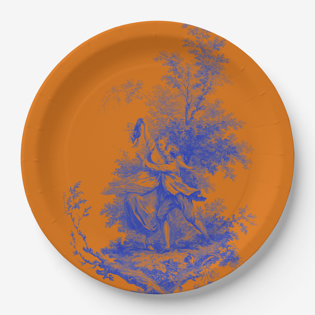  Vintage Voyagers France BLU|ORG Toile Pastoral Plate