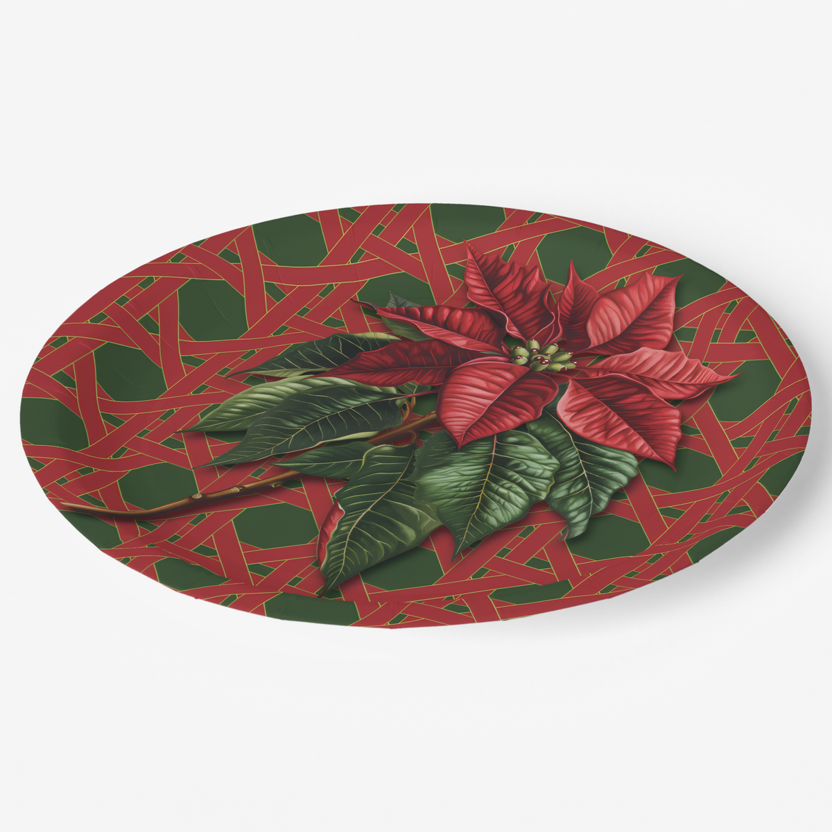 Vintage Voyagers France Poinsettia Paper Party Plates