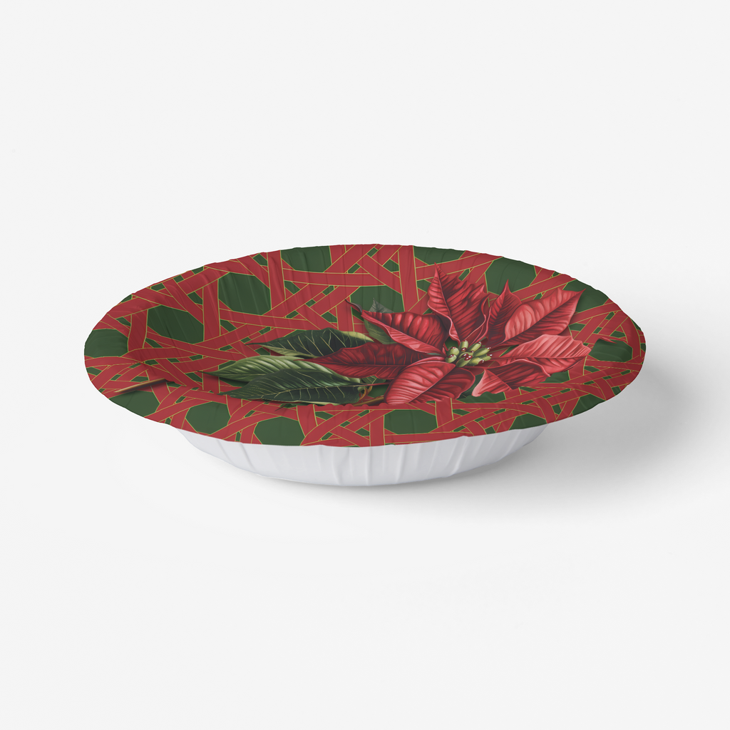 Vintage Voyagers France Poinsettia Paper Party Plates