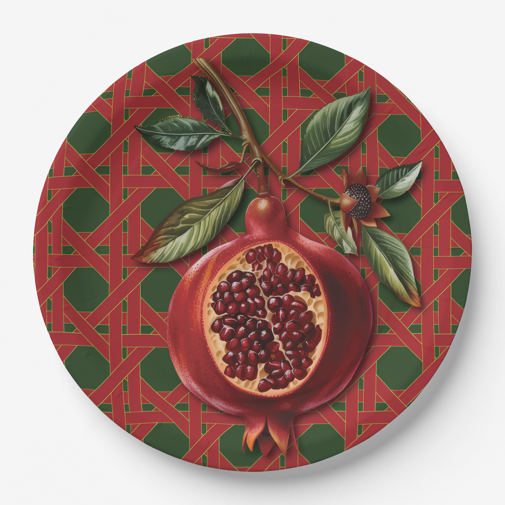 Vintage Voyagers France Pomegranate Paper Party Plates