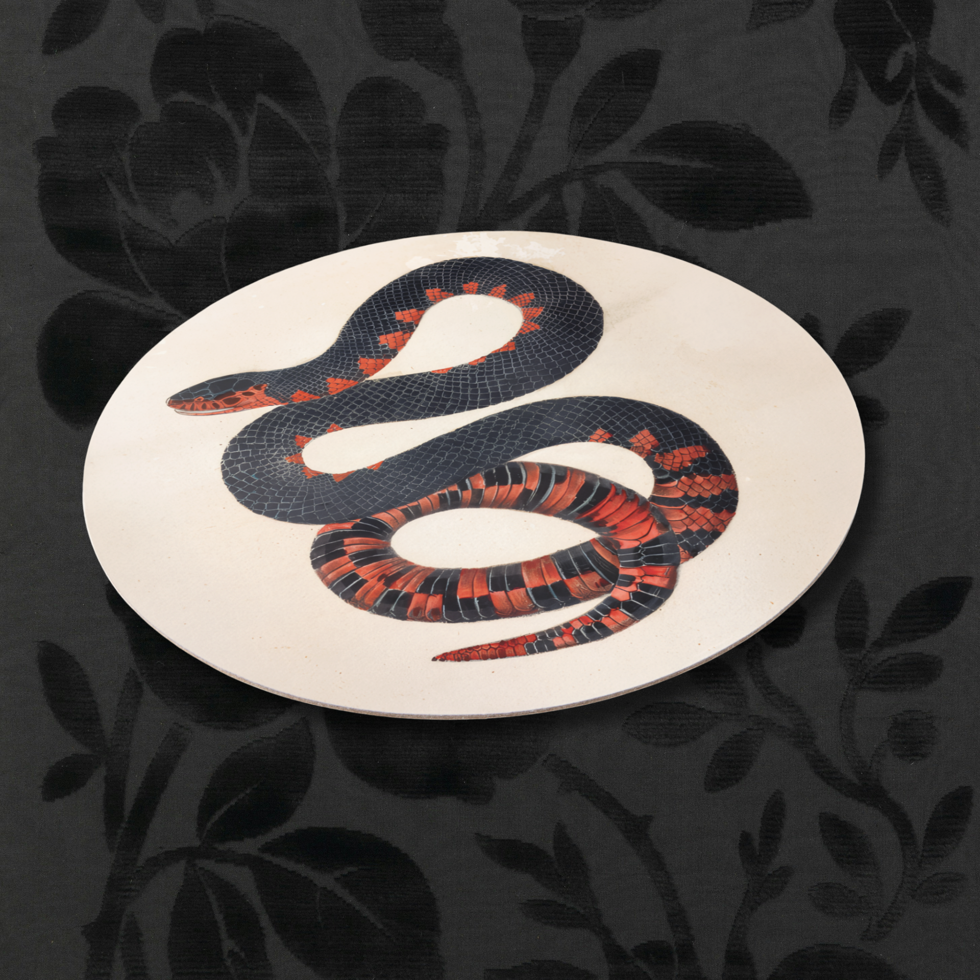 Vintage Voyagers France Red Snake Round Paper Coaster