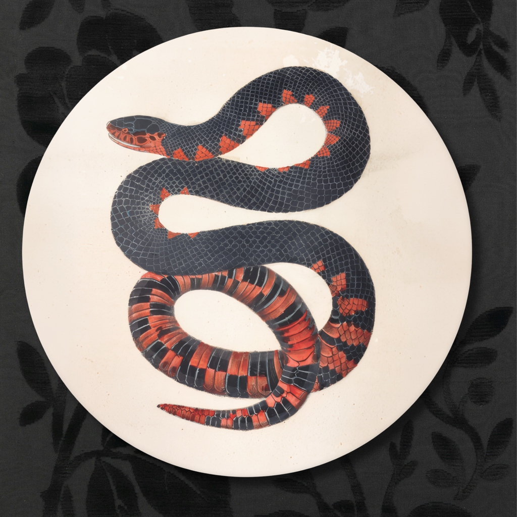 Vintage Voyagers France Red Snake Round Paper Coaster