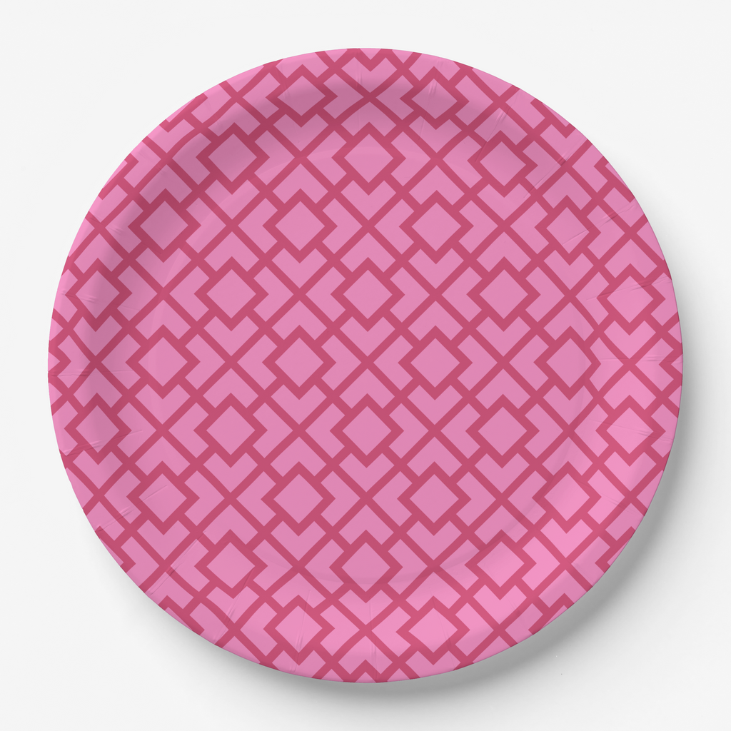 Vintage Voyagers France La Chinoiserie Rouge Fretwork Paper Party Plate