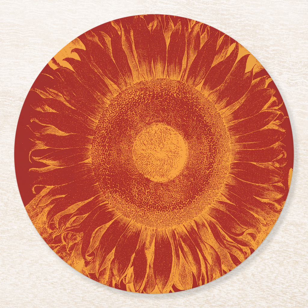 Vintage Voyagers France Sunflower Round Paper Coaster 